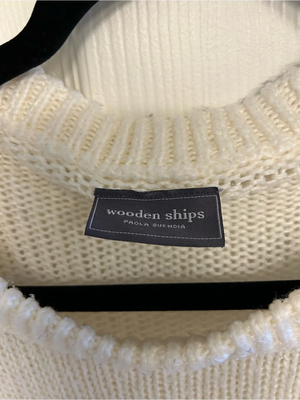 Wooden Ships Cream Boxy Knit Crewneck Sweater